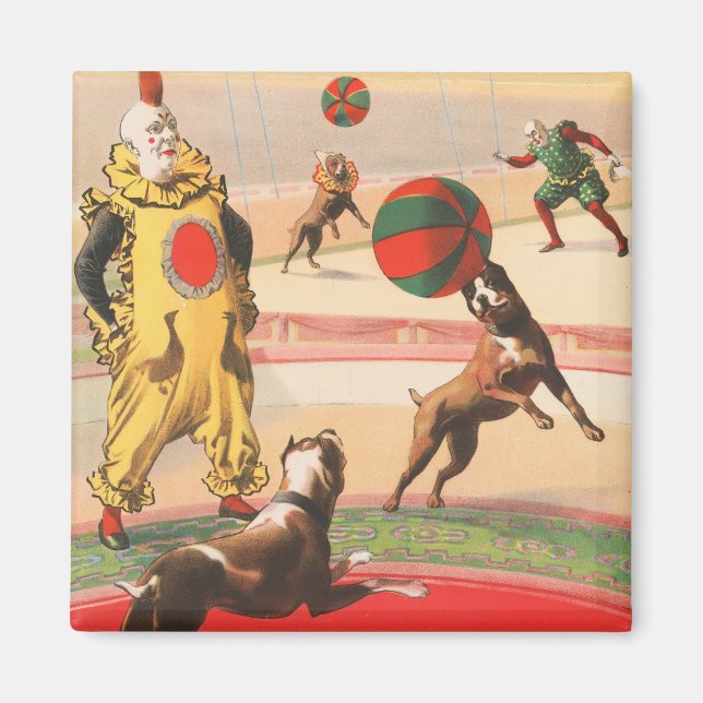 Circus Poster Showing Clowns With Performing Dogs Magnet (Front)