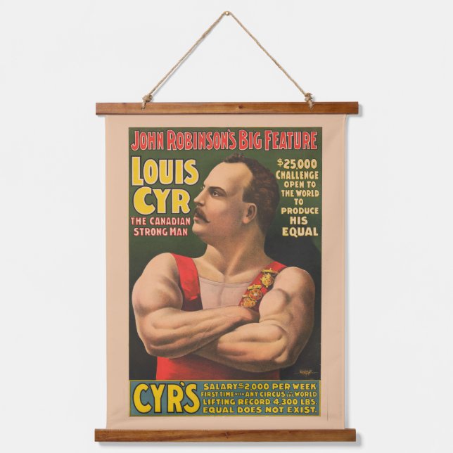 Circus Poster Showing Louis Cyr With Arms Crossed Hanging Tapestry (Front)
