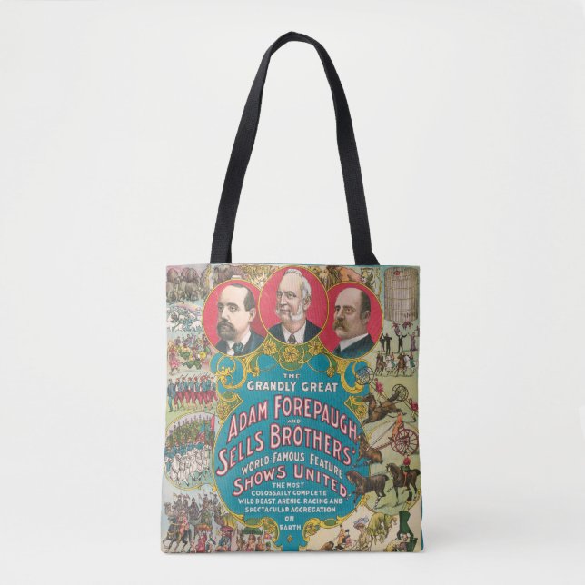 Circus Poster Showing Many Circus Scenes Tote Bag (Front)