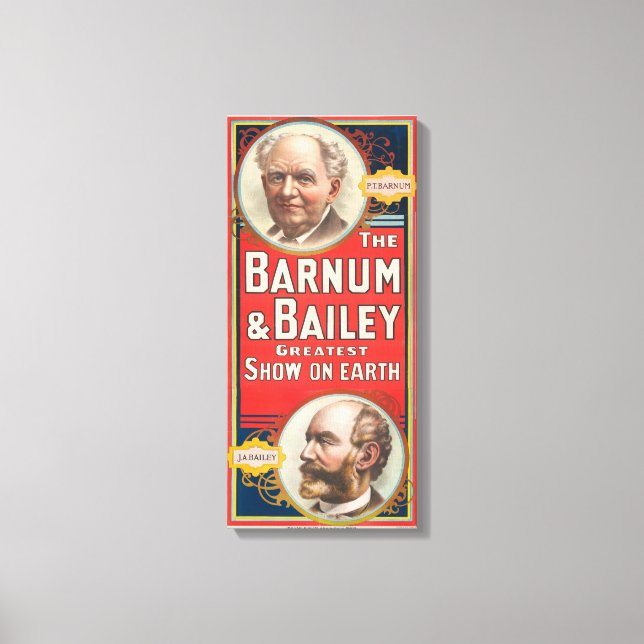 Circus Poster Showing Portraits Of Barnum & Bailey Canvas Print (Front)