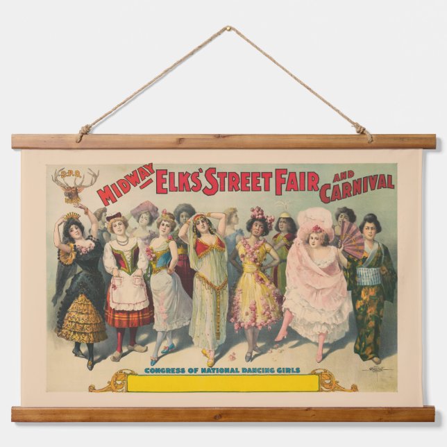 Circus Poster Showing Women In National Costume Hanging Tapestry (Front)