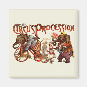 Circus Procession Elephant Antique Art Magnet