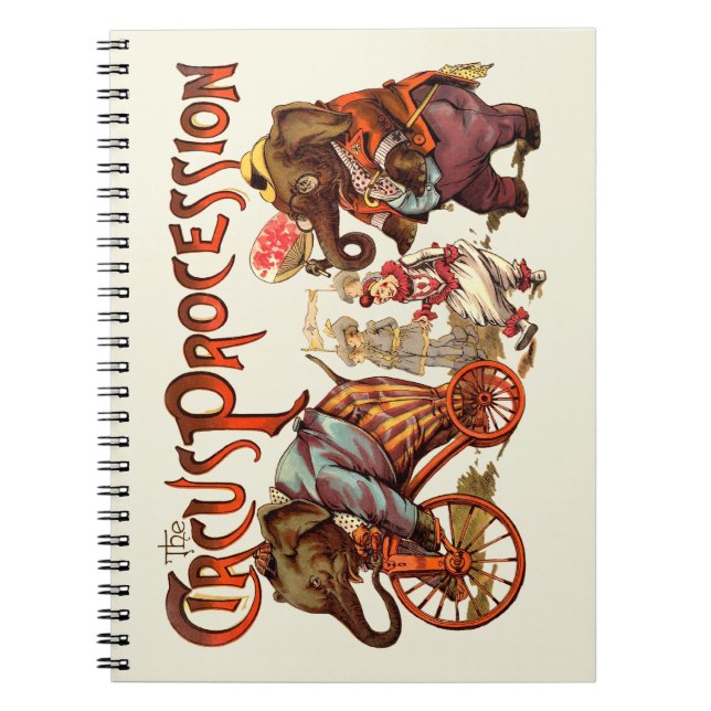 Circus Procession Elephant Antique Art Notebook (Front)