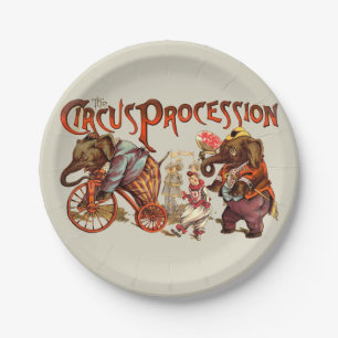 Circus Procession Elephant Antique Art Paper Plate