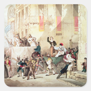Circus Procession in Italy, 1830 Square Sticker