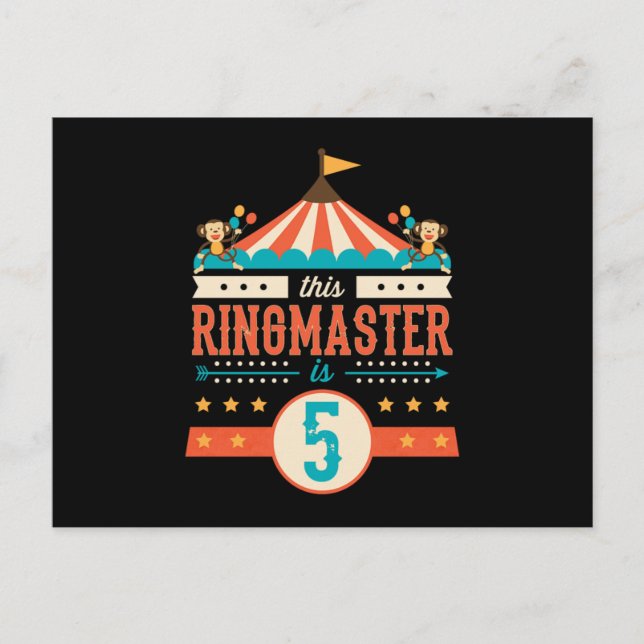 Circus Ringmaster 5Th Birthday Circus  Postcard (Front)