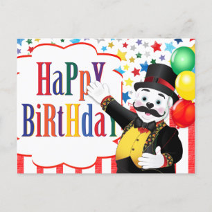 Circus Ringmaster Polar Bear Kids Birthday Postcard