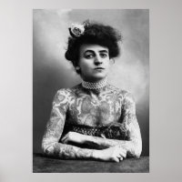 Circus side show Tattoo Lady vintage photo