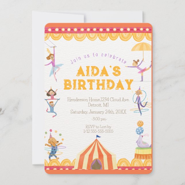 Circus Spectacular Birthday Invitation (Front)