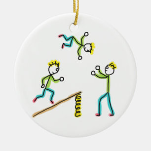 Circus Stickmen Acrobats Ceramic Tree Decoration