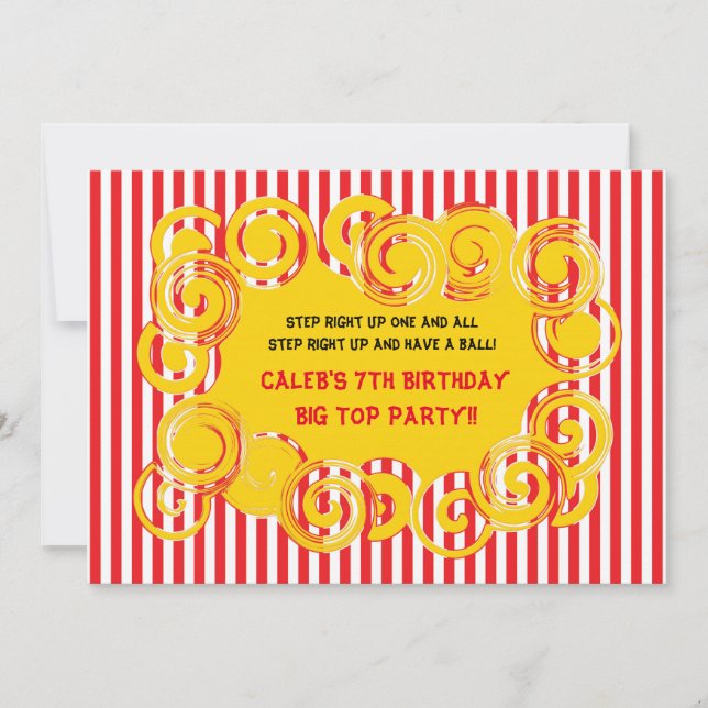 Circus Stripes Fun Swirl Birthday Party Invitation (Front)