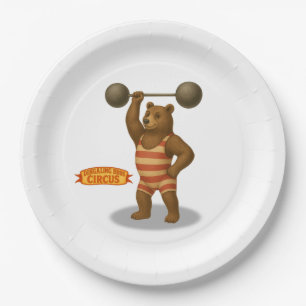Circus strong-bear paper plate