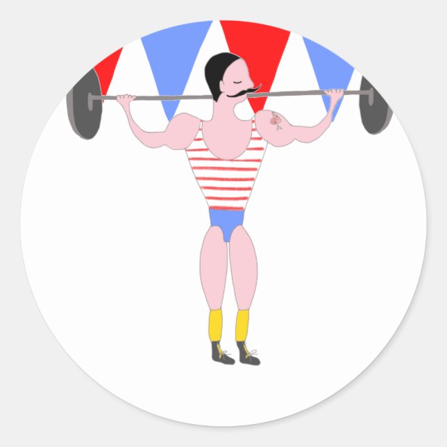 Circus Strong Man Circus Theme Party Classic Round Sticker (Front)