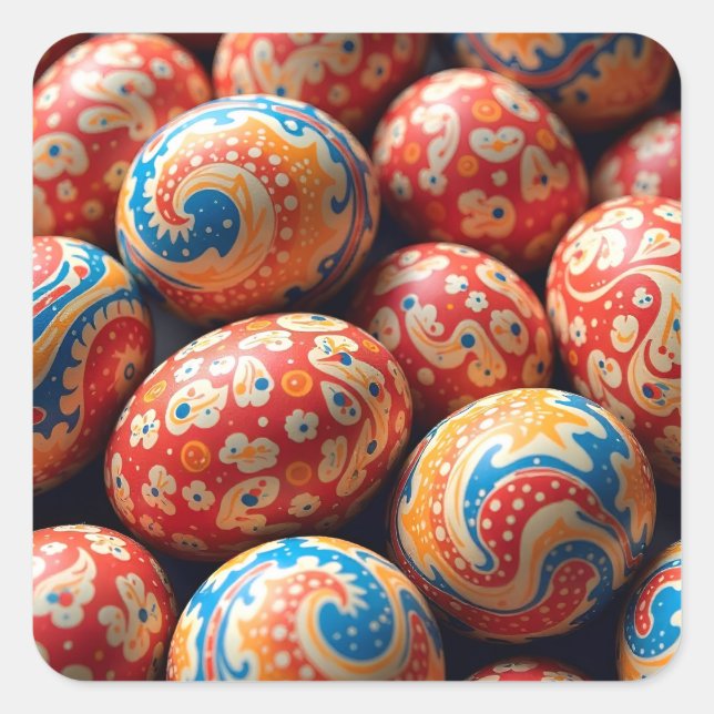 Circus Swirls Easter Eggs Square Sticker (Front)