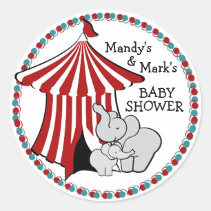 Circus Tent Baby Elephant Classic Round Sticker