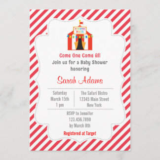 Circus Tent Baby Shower Invitation Red