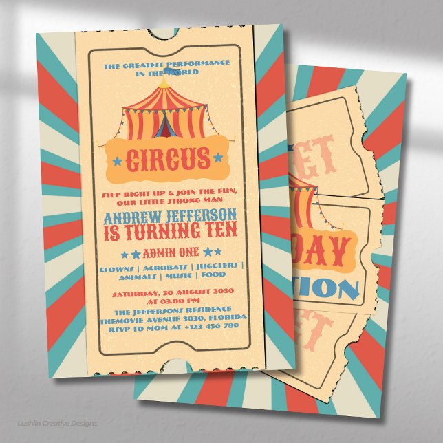 Circus Tent Birthday Carnival Party  Invitation (Creator Uploaded)