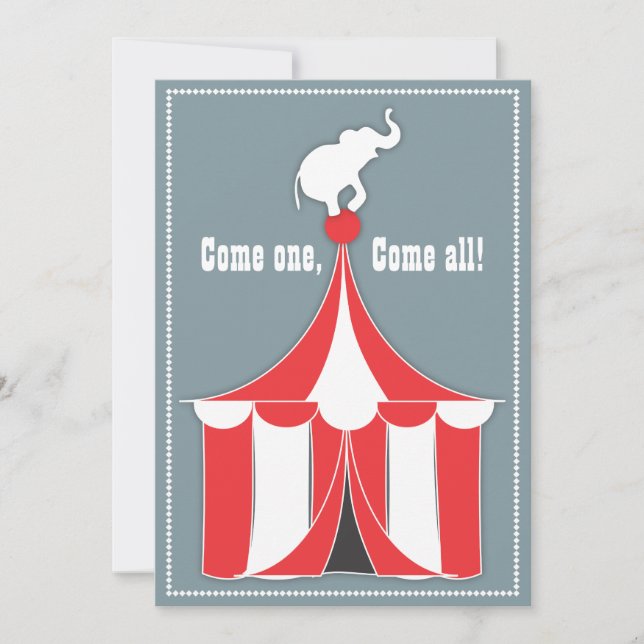 Circus Tent & Elephant Kids Birthday Party Invitation (Front)