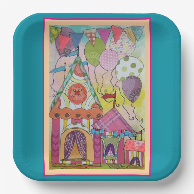 Circus Tents & Balloons Paper Plate (Front)