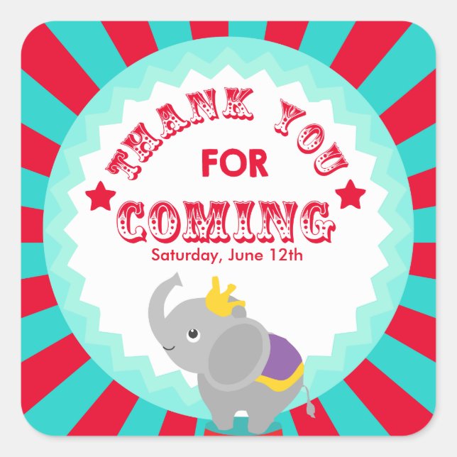 Circus Thank you favour tag (Front)