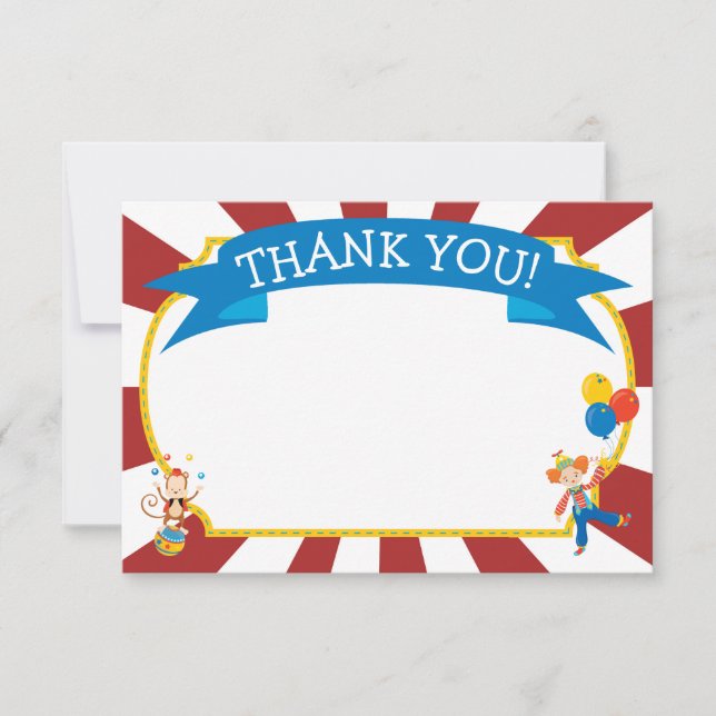 Circus Thank You Note Circus Party Invitation (Front)