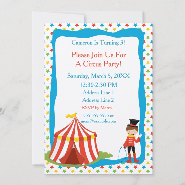 Circus Theme | Circus Tent | Circus Party Invitation (Front)