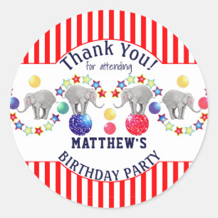 Circus Theme Elephant Carnival Party Classic Round Sticker