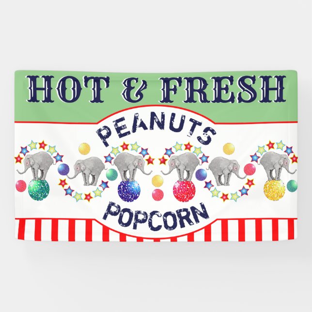 Circus Theme Elephant Carnival Snack Bar Banner (Horizontal)