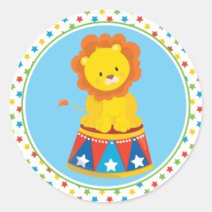 Circus Theme Lion Classic Round Sticker