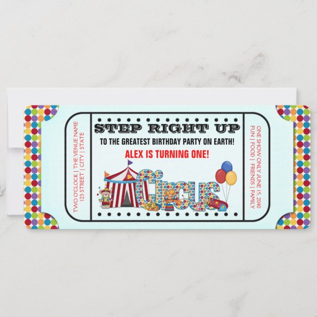 Circus Ticket Birthday Party Invitation (Front)