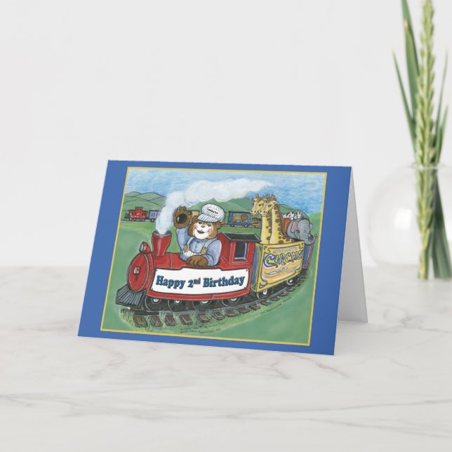 Circus Train 2nd Birthday Card (Front)