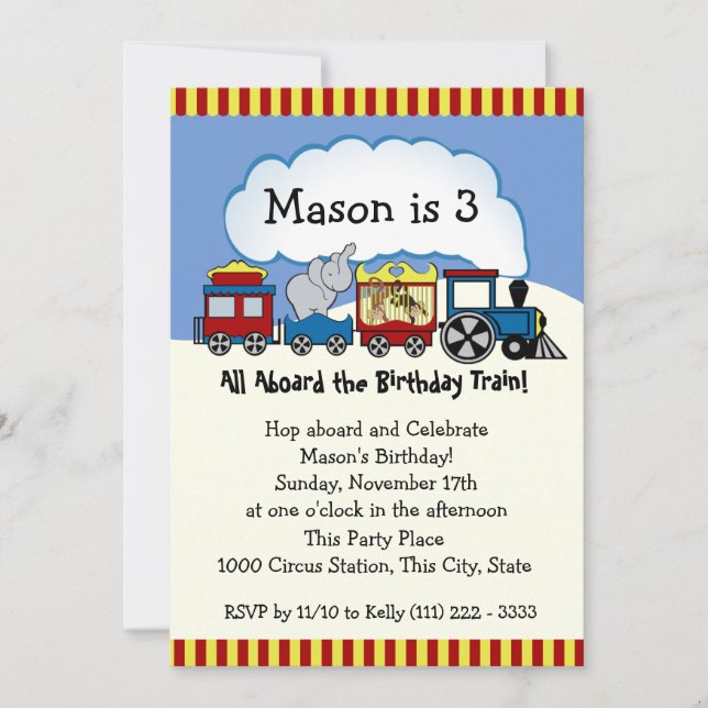 Circus Train Birthday Invitation (Front)