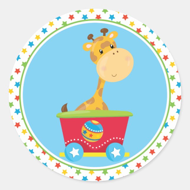 Circus Train | Giraffe Classic Round Sticker (Front)