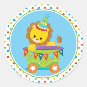 Circus Train   Lion Classic Round Sticker