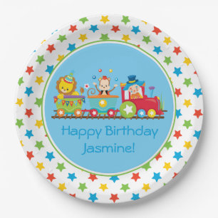 Circus Train   Monkey   Lion   Clown  Personalised Paper Plate