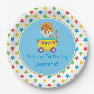 Circus Train   Tiger   Personalised Paper Plate