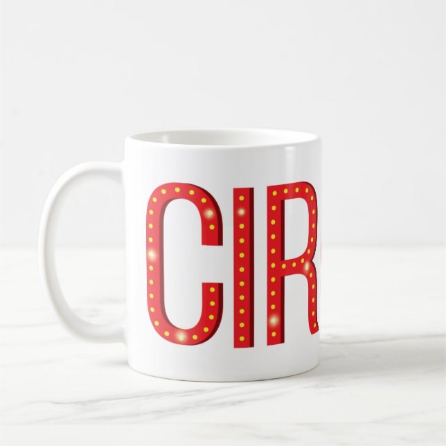 Circus Typography Carnival Letters Personalised Coffee Mug (Left)