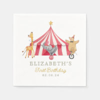 Circus Watercolor Birthday cute animals