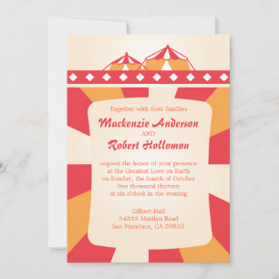 Circus Wedding Invitations - Red and Orange
