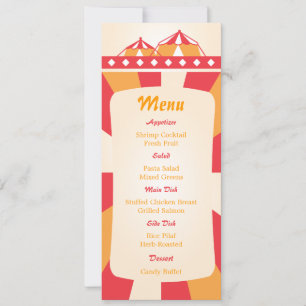 Circus Wedding Reception Menu- Red and Orange Invitation