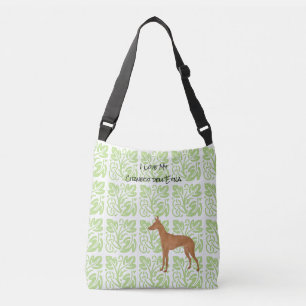 Cirneco dell'Etna and Green Print [Med.] Crossbody Bag