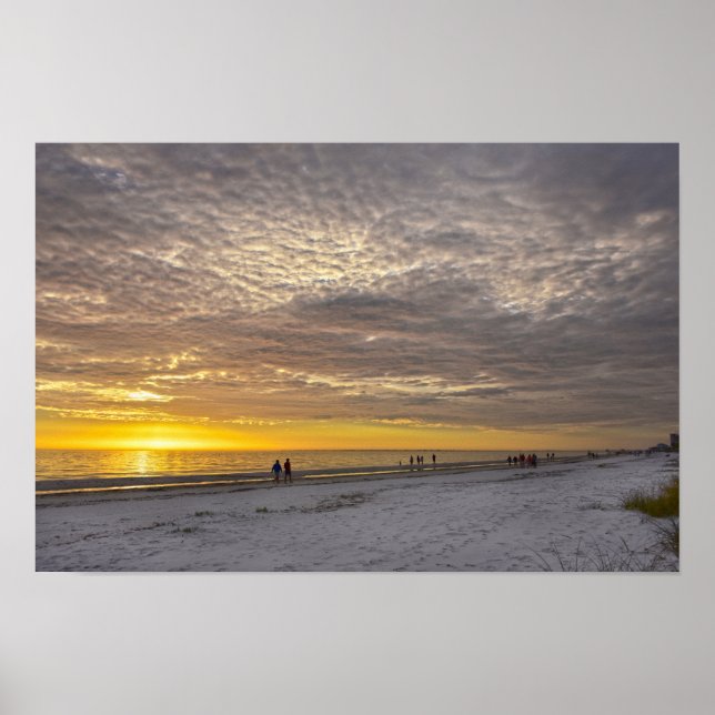 Cirrocumulus Clouds at Fort Myers Beach Sunset Poster (Front)
