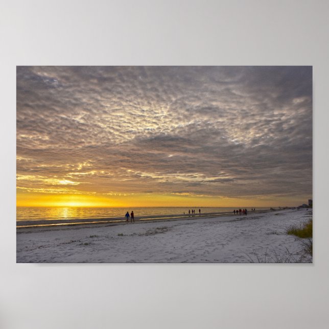 Cirrocumulus Clouds at Fort Myers Beach Sunset Poster (Front)