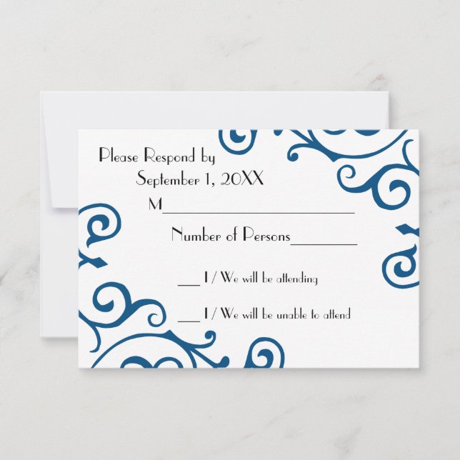 Cirrus Ivory (Blue) RSVP Card (Front)