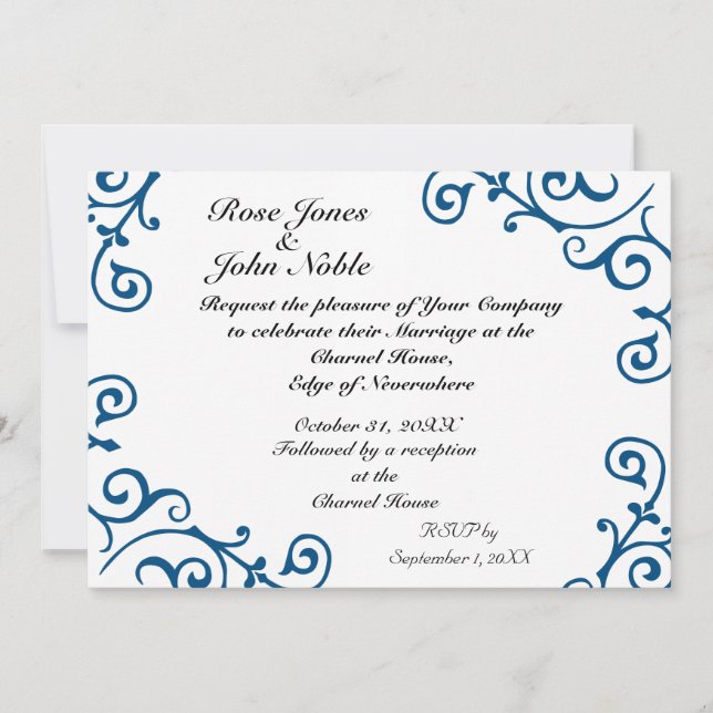 Cirrus Ivory (Blue) Wedding Invitation (Front)
