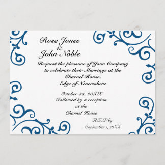 Cirrus Ivory (Blue) Wedding Invitation
