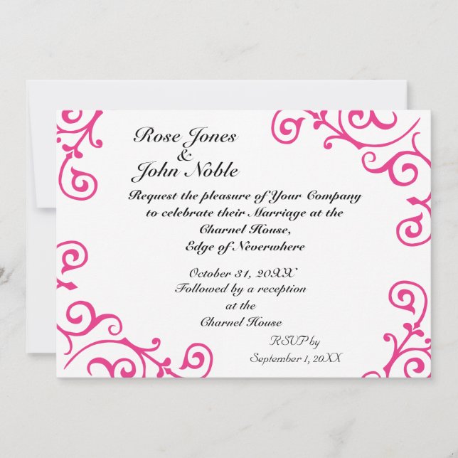 Cirrus Ivory (Magenta) Wedding Invitation (Front)