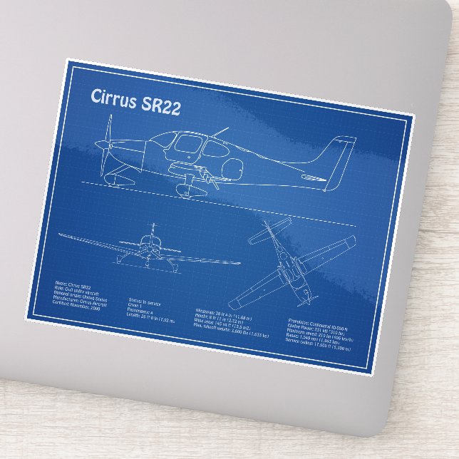 Cirrus SR22 - Aeroplane Blueprint Drawing Plans AD (Detail)