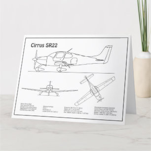 Cirrus SR22 - Aeroplane Blueprint Drawing Plans BD Thank You Card