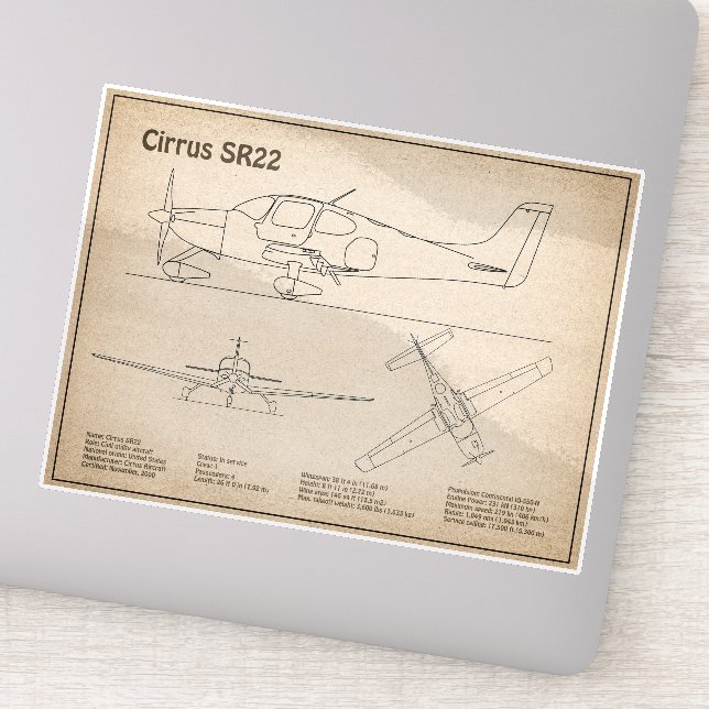 Cirrus SR22 - Aeroplane Blueprint Drawing Plans SD (Detail)
